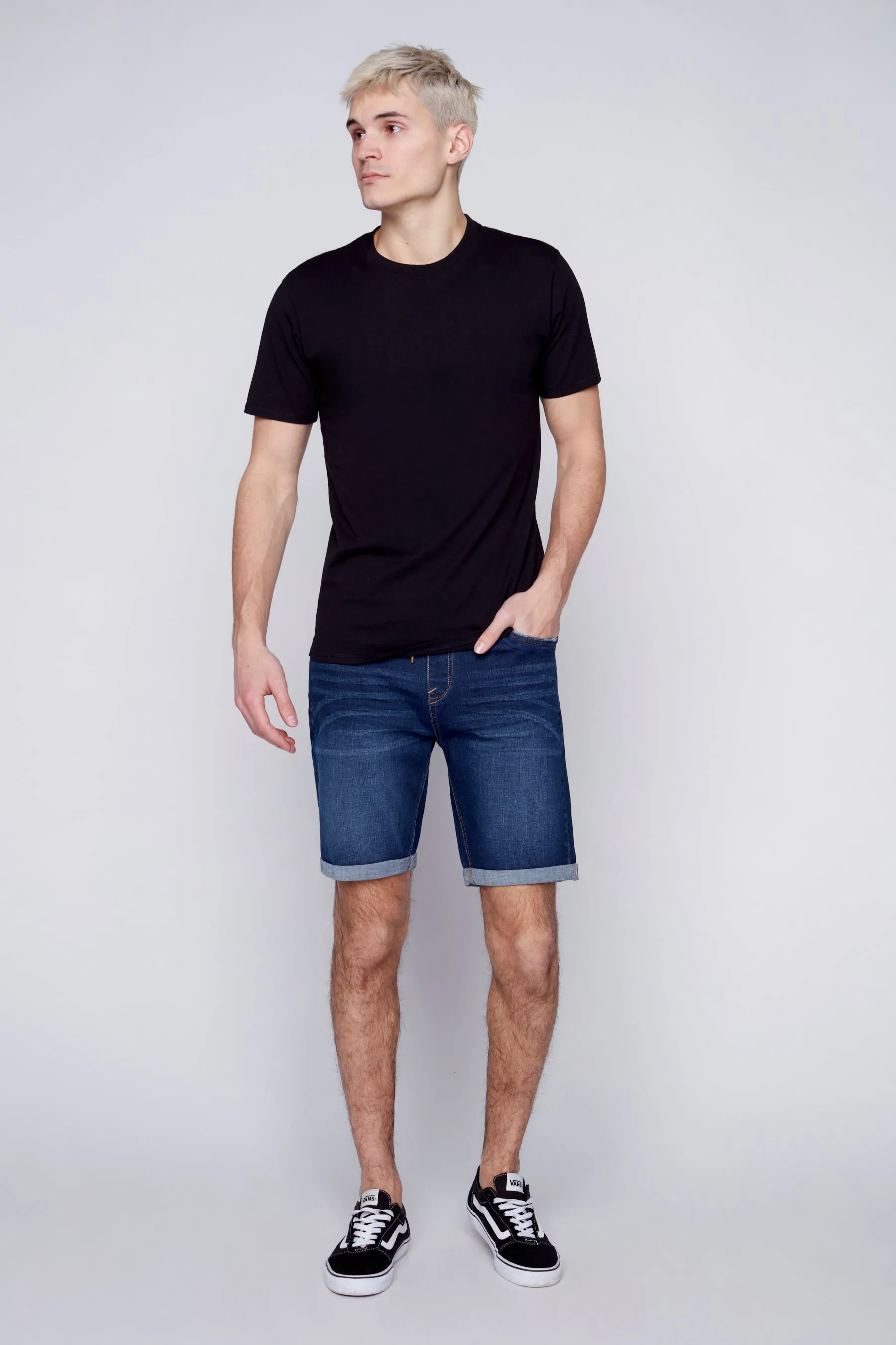 LENNON - Mens Rolled-Up Shorts - Dark Indigo Rinse