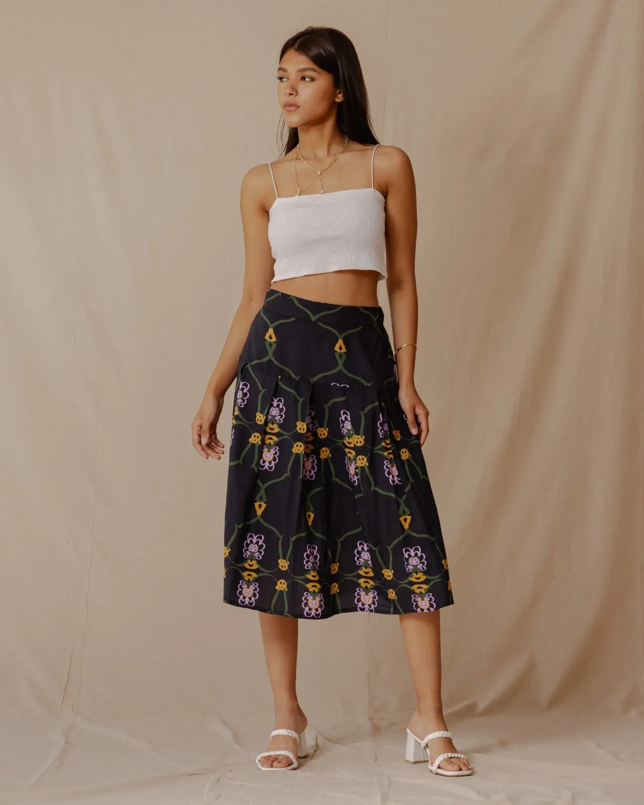 Lilly Of The Valley Midi Skirt Black