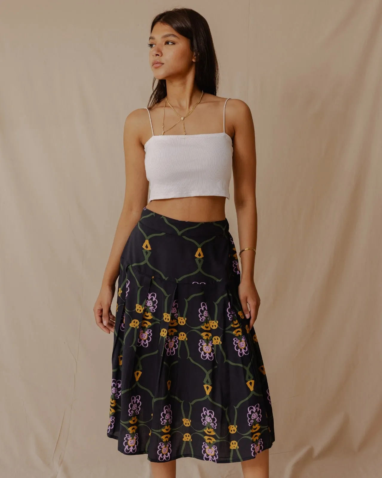 Lilly Of The Valley Midi Skirt Black