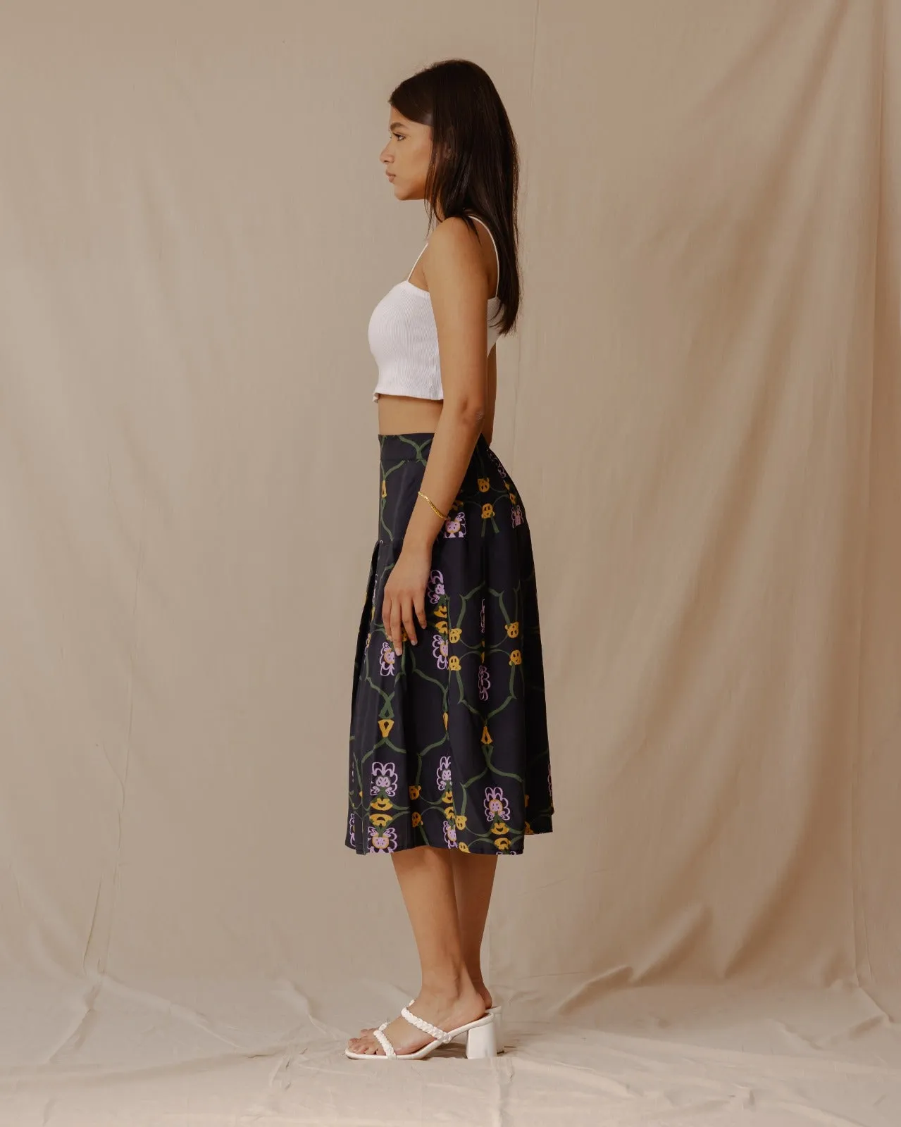 Lilly Of The Valley Midi Skirt Black