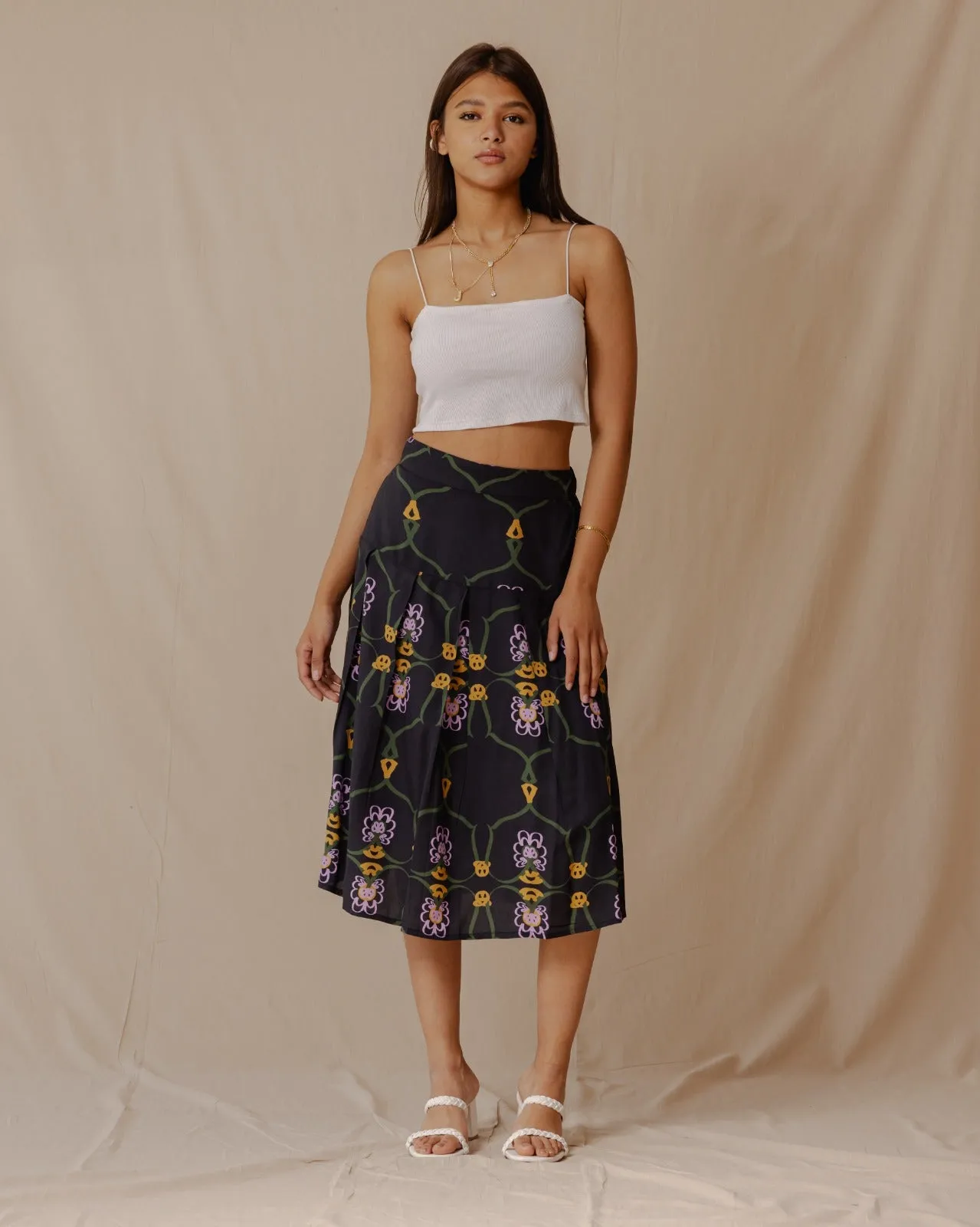 Lilly Of The Valley Midi Skirt Black