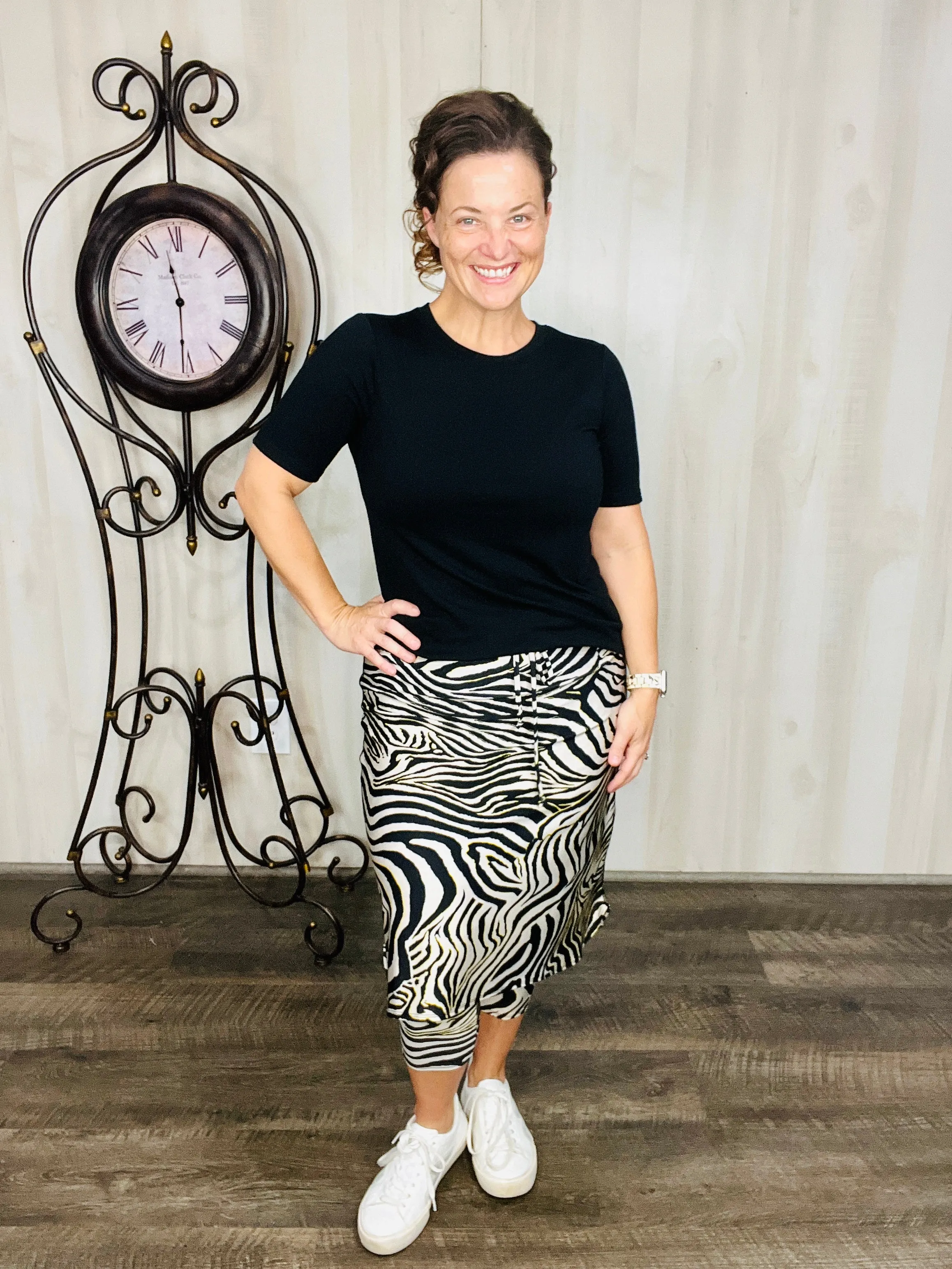 Lisa Zebra Print Swim/Active Skirt 26" (Capri Leggings)