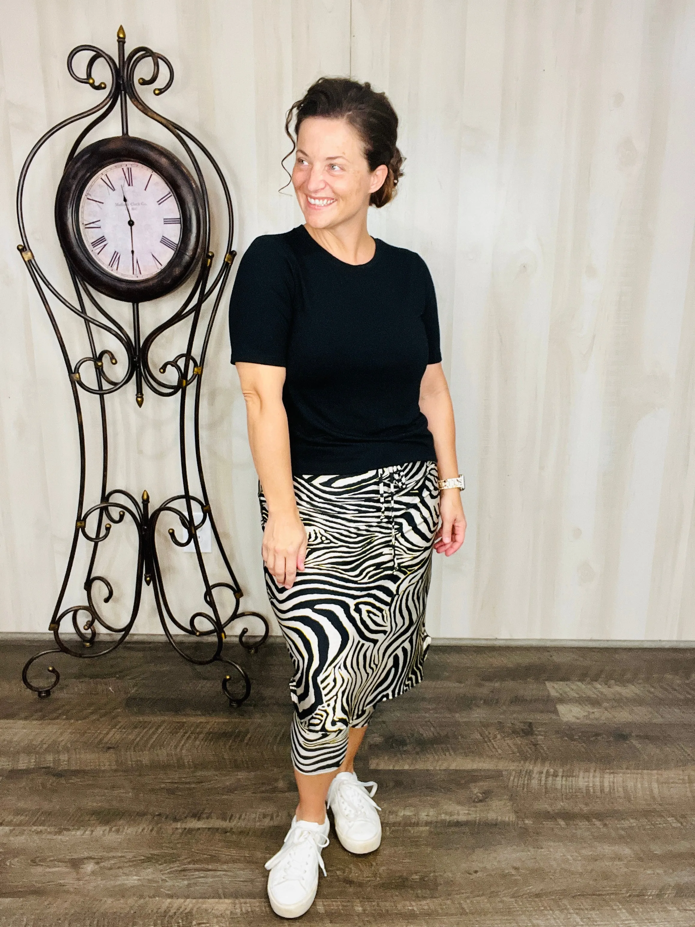 Lisa Zebra Print Swim/Active Skirt 26" (Capri Leggings)