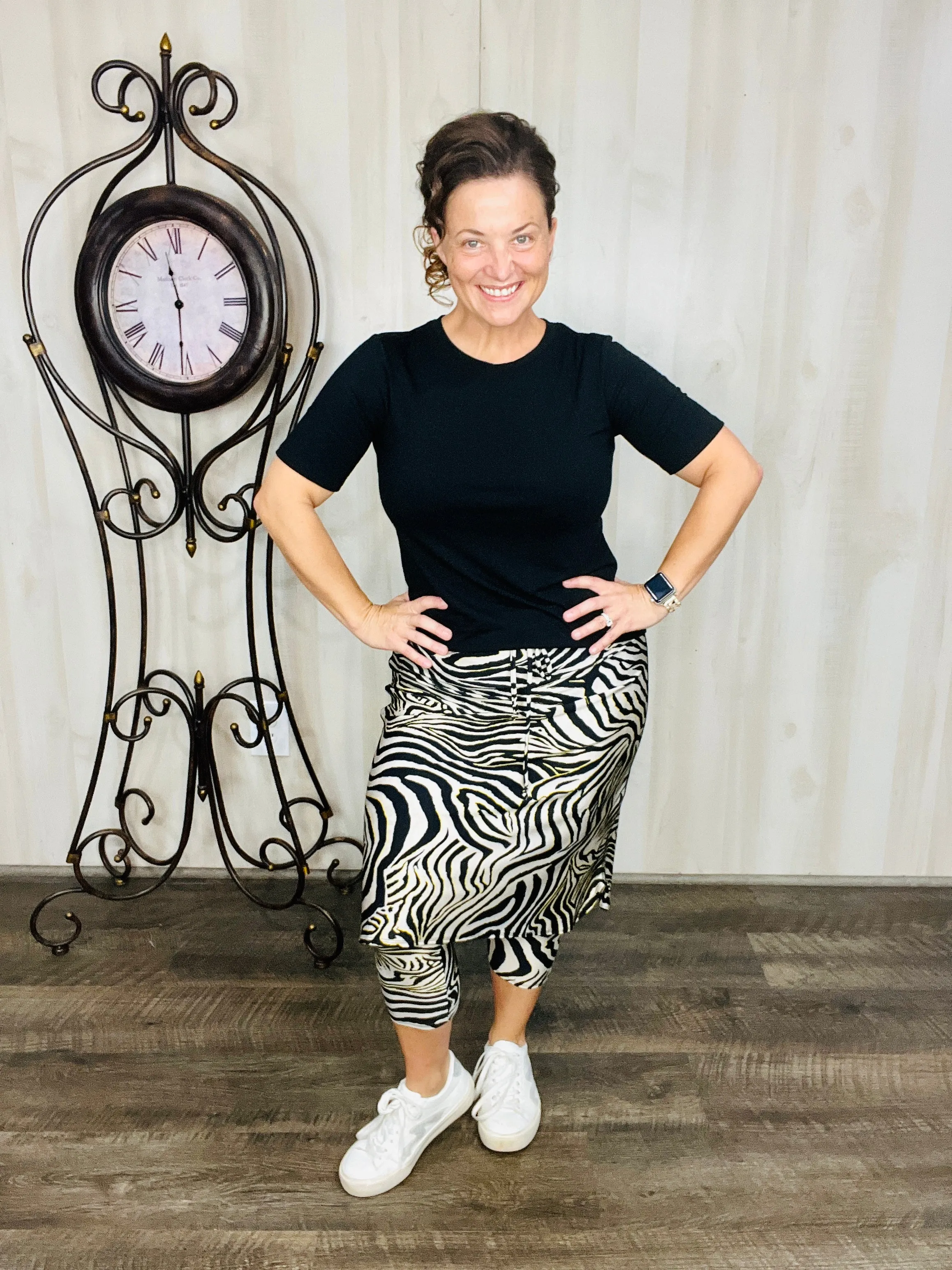 Lisa Zebra Print Swim/Active Skirt 26" (Capri Leggings)