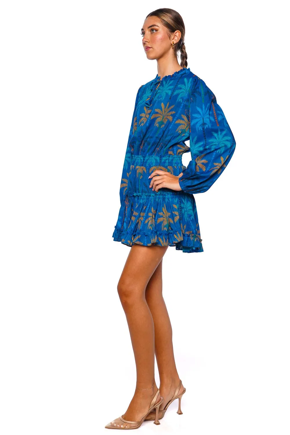 Lorena Cobalt Palms Mini Dress