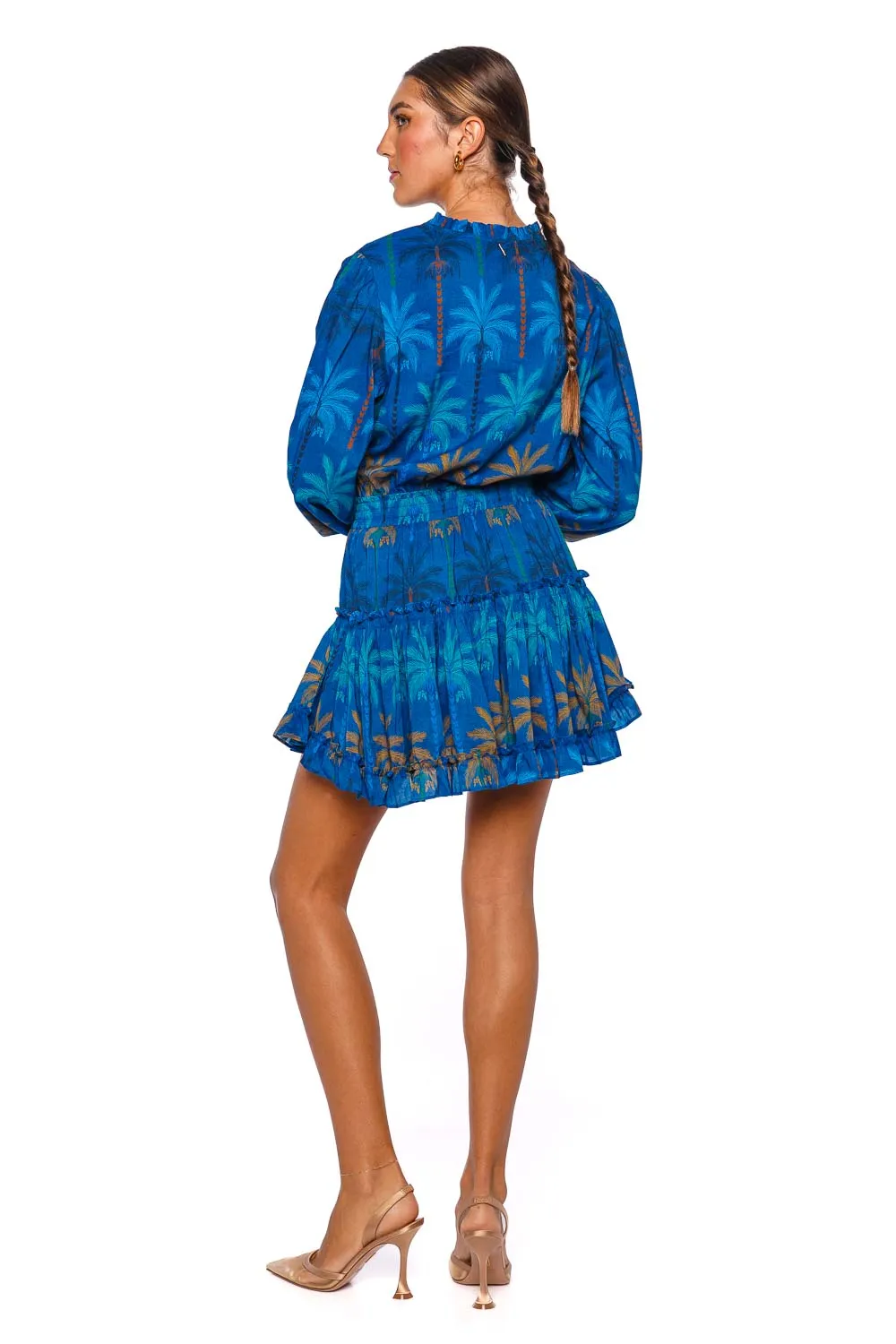 Lorena Cobalt Palms Mini Dress