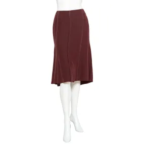 Maroon Silk Frayed Skirt