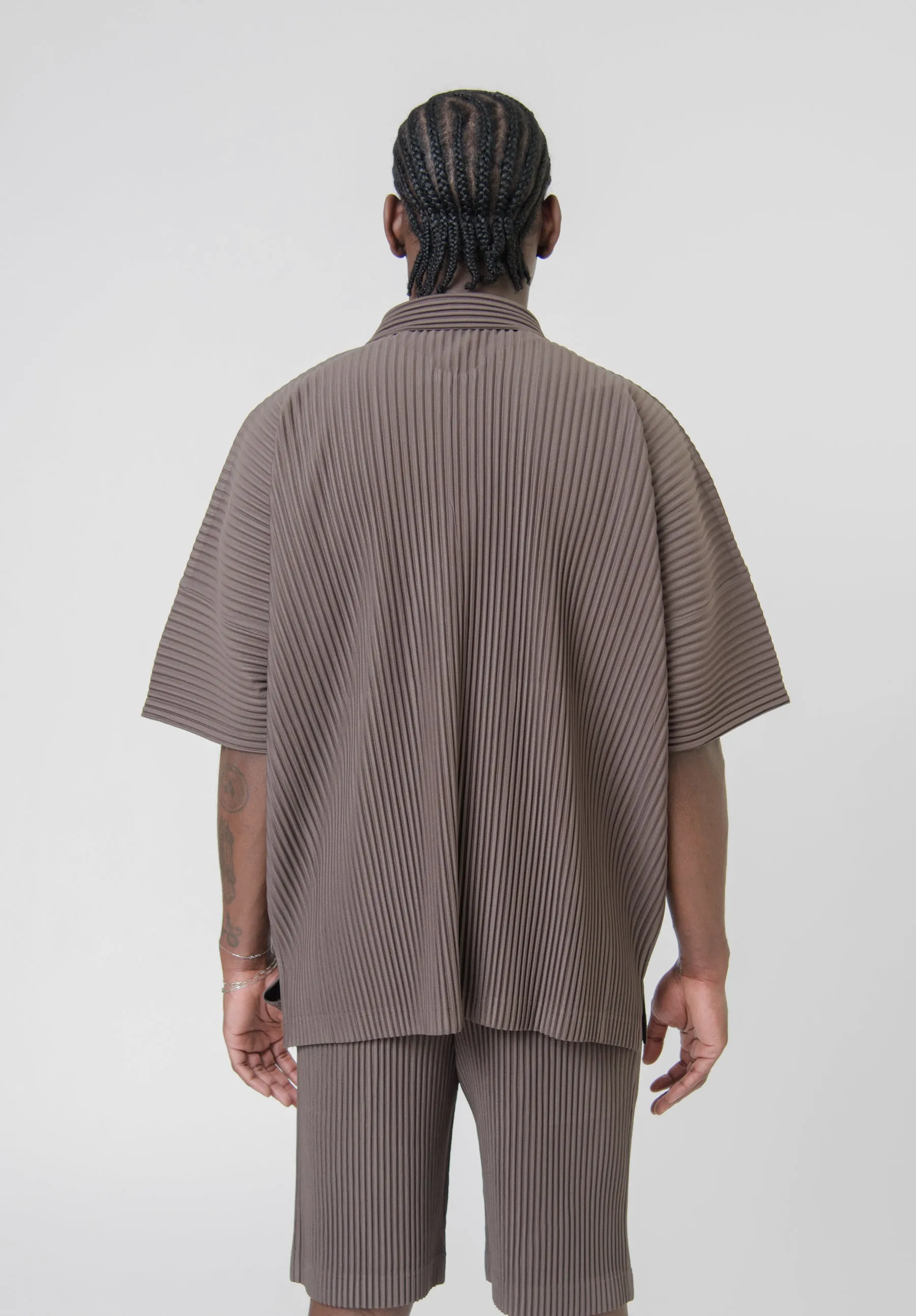 MC May Pleated Short Sleeve Shirt Soil Brown JJ118-46