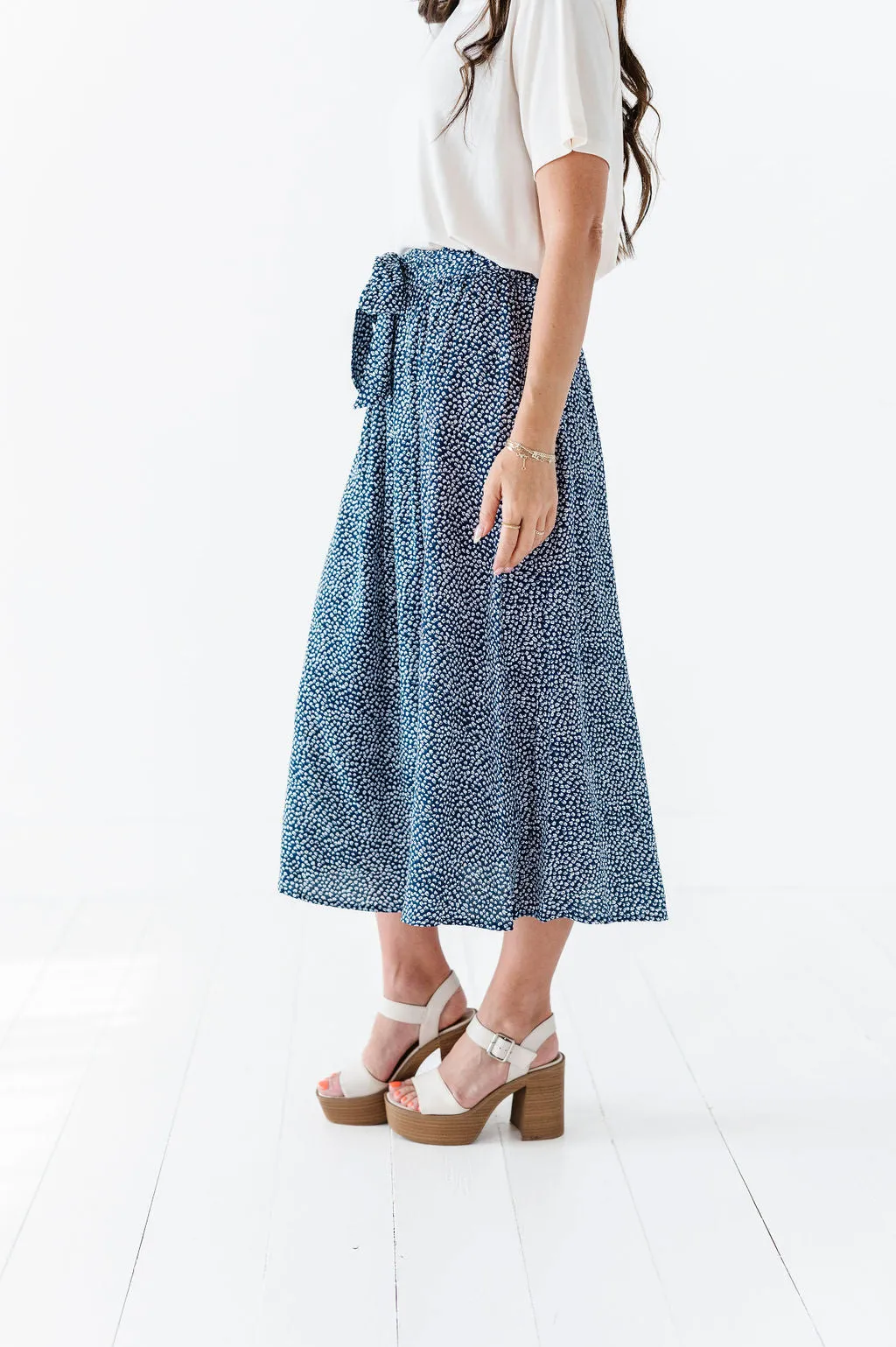 Michele Midi Skirt in Navy