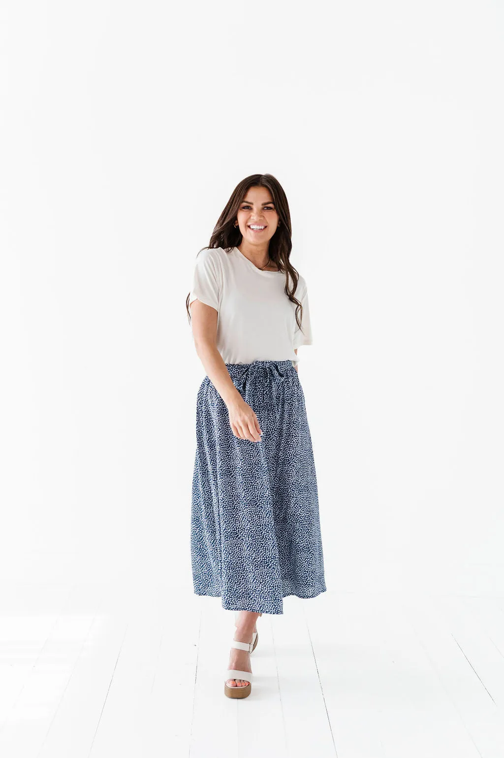 Michele Midi Skirt in Navy