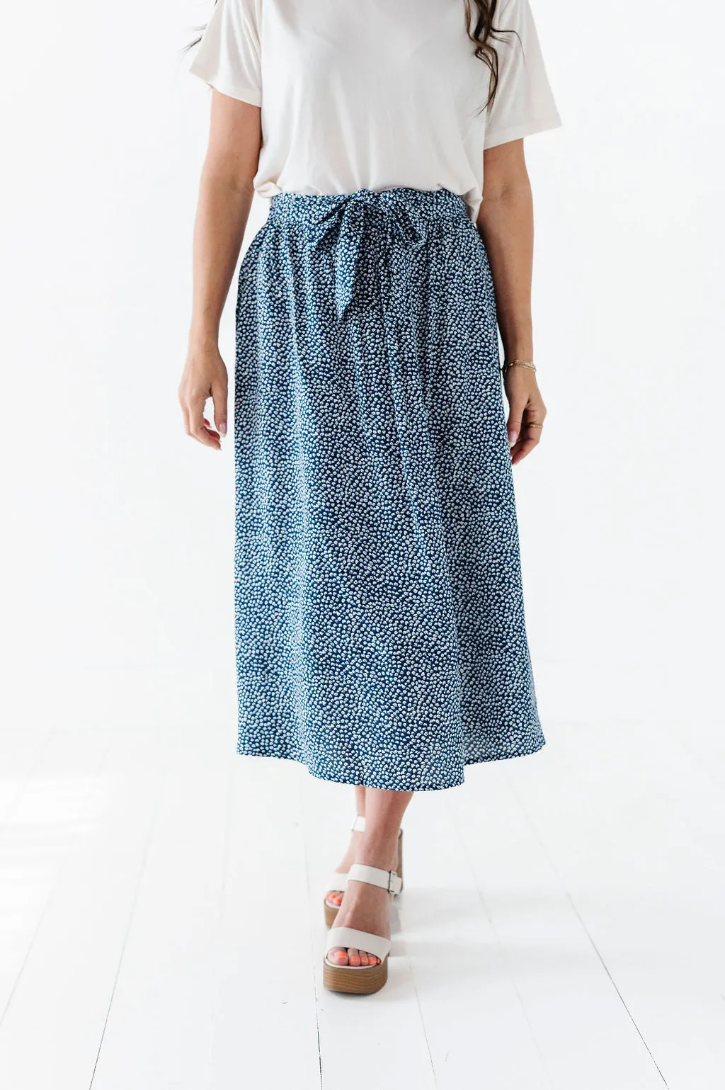 Michele Midi Skirt in Navy