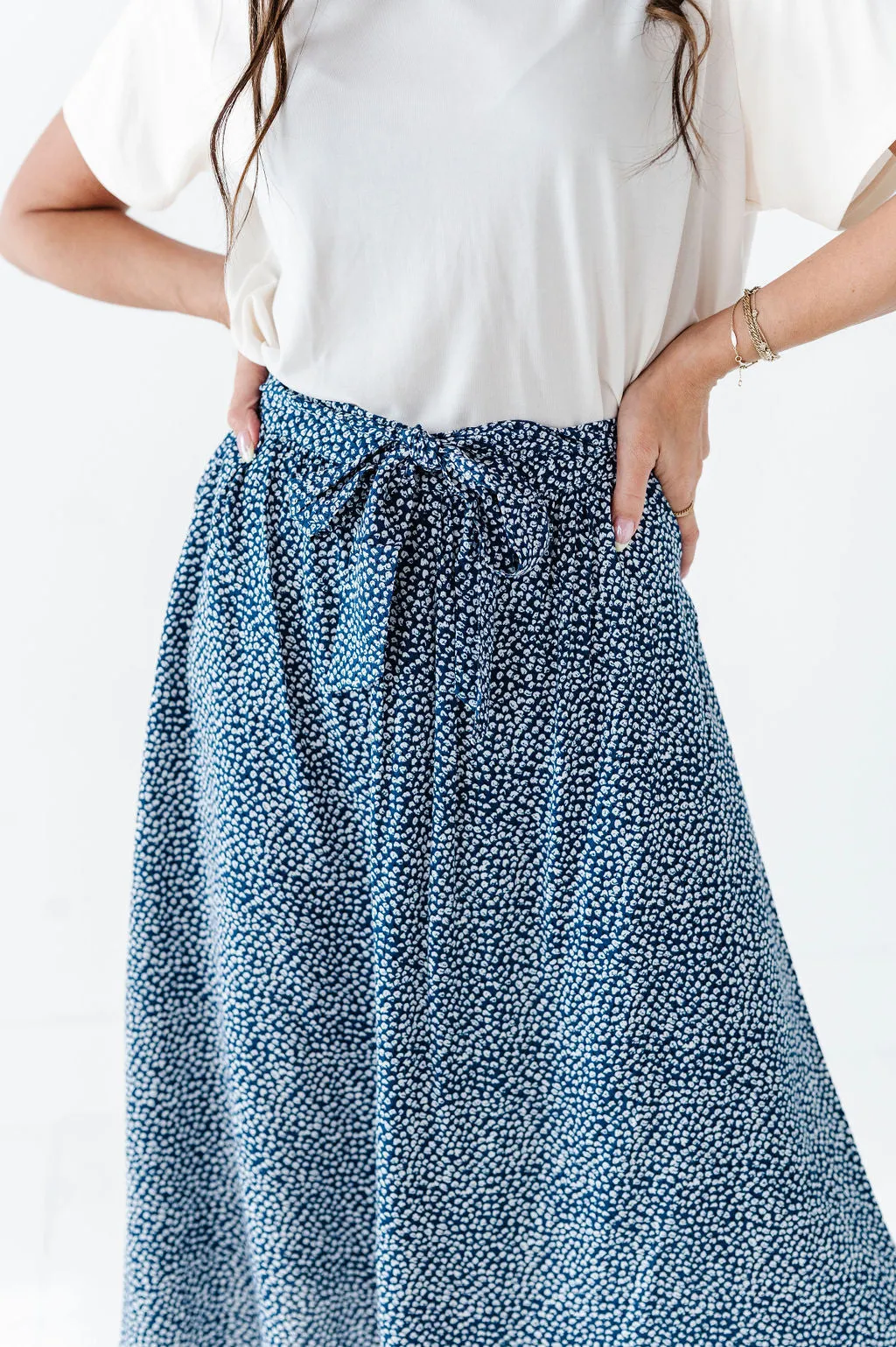 Michele Midi Skirt in Navy