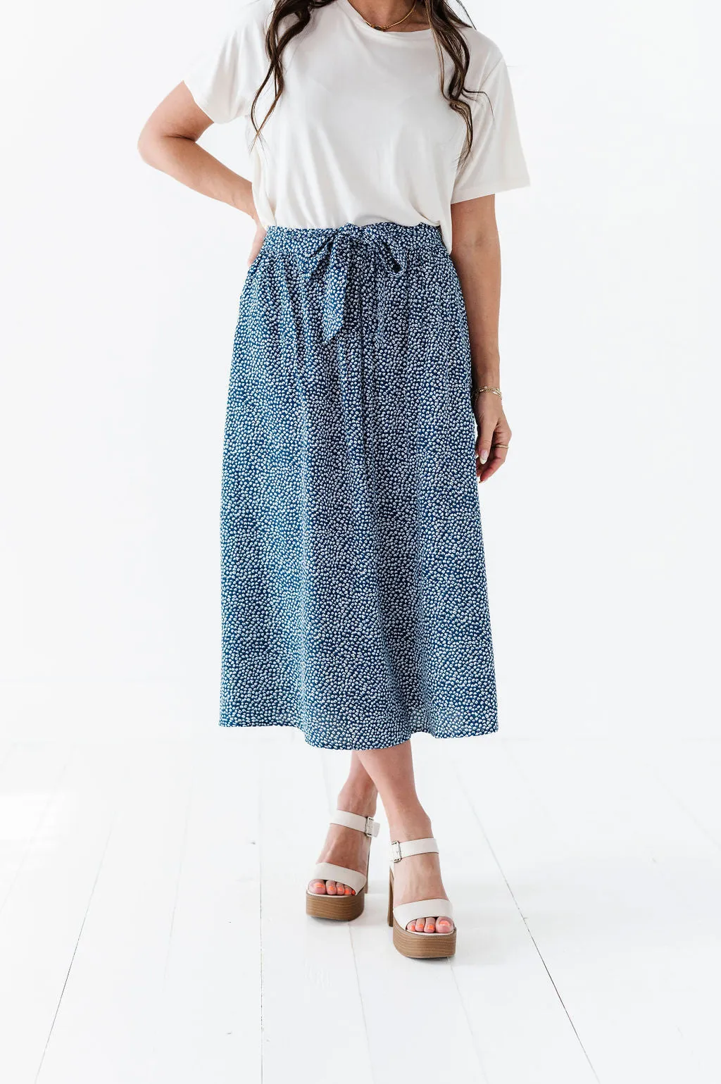 Michele Midi Skirt in Navy