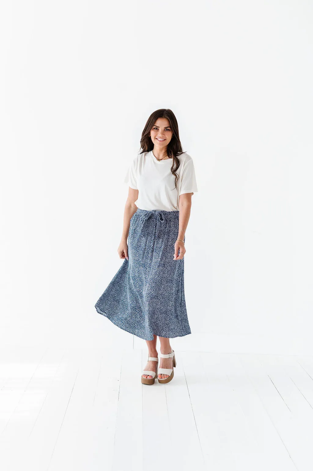 Michele Midi Skirt in Navy