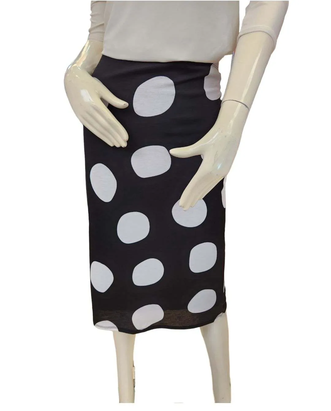 Miss Amy Pencil Skirt (Regular & Plus)- Black & White Polkadot