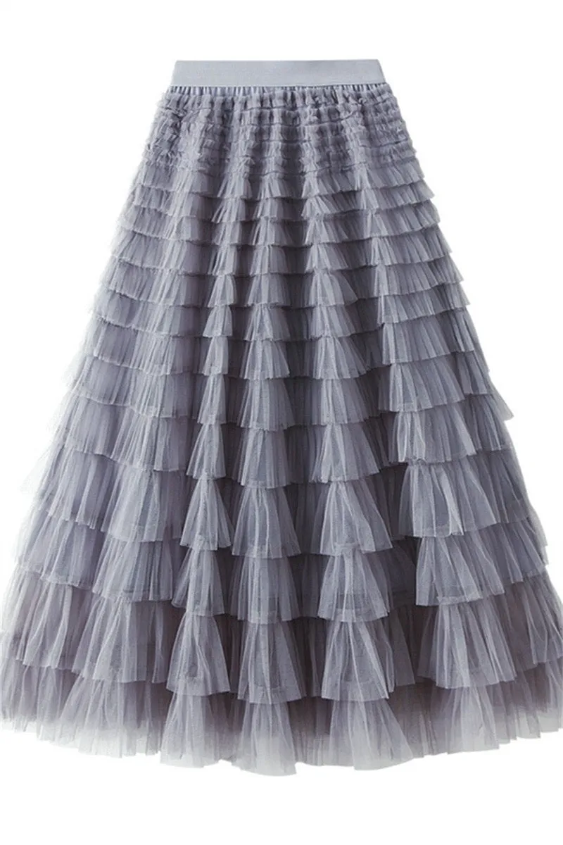 Multi layer Tulle Skirt-Black