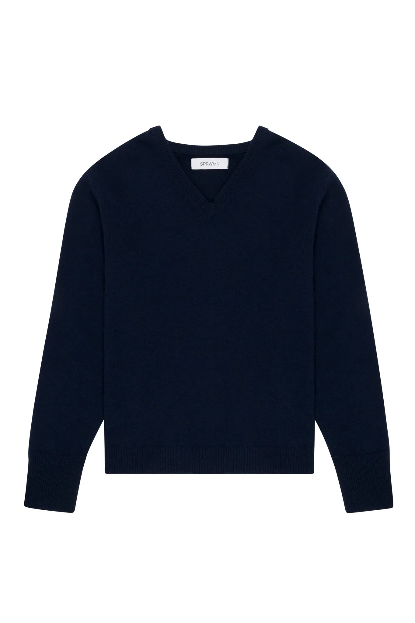 Navy Cashmere V-Neck Boyfriend Sweater