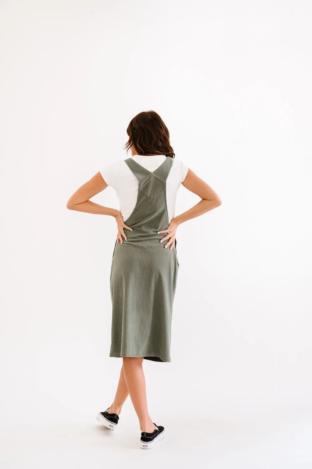 Patty Overall Dress in Sage