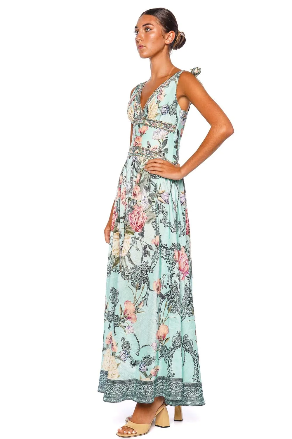 Petal Promise Land Tie Shoulder Midi Dress