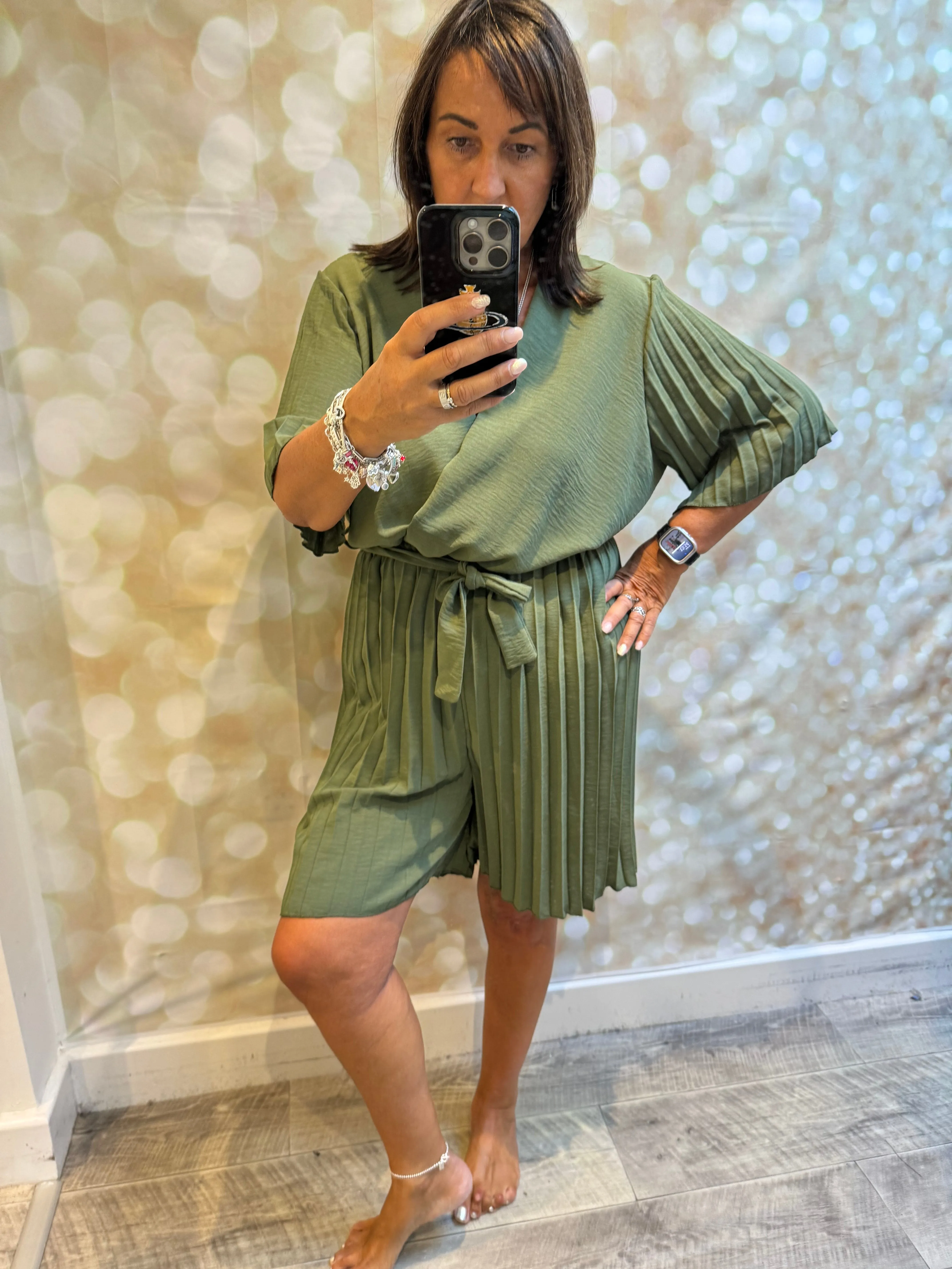 Pleated wrap over playsuit