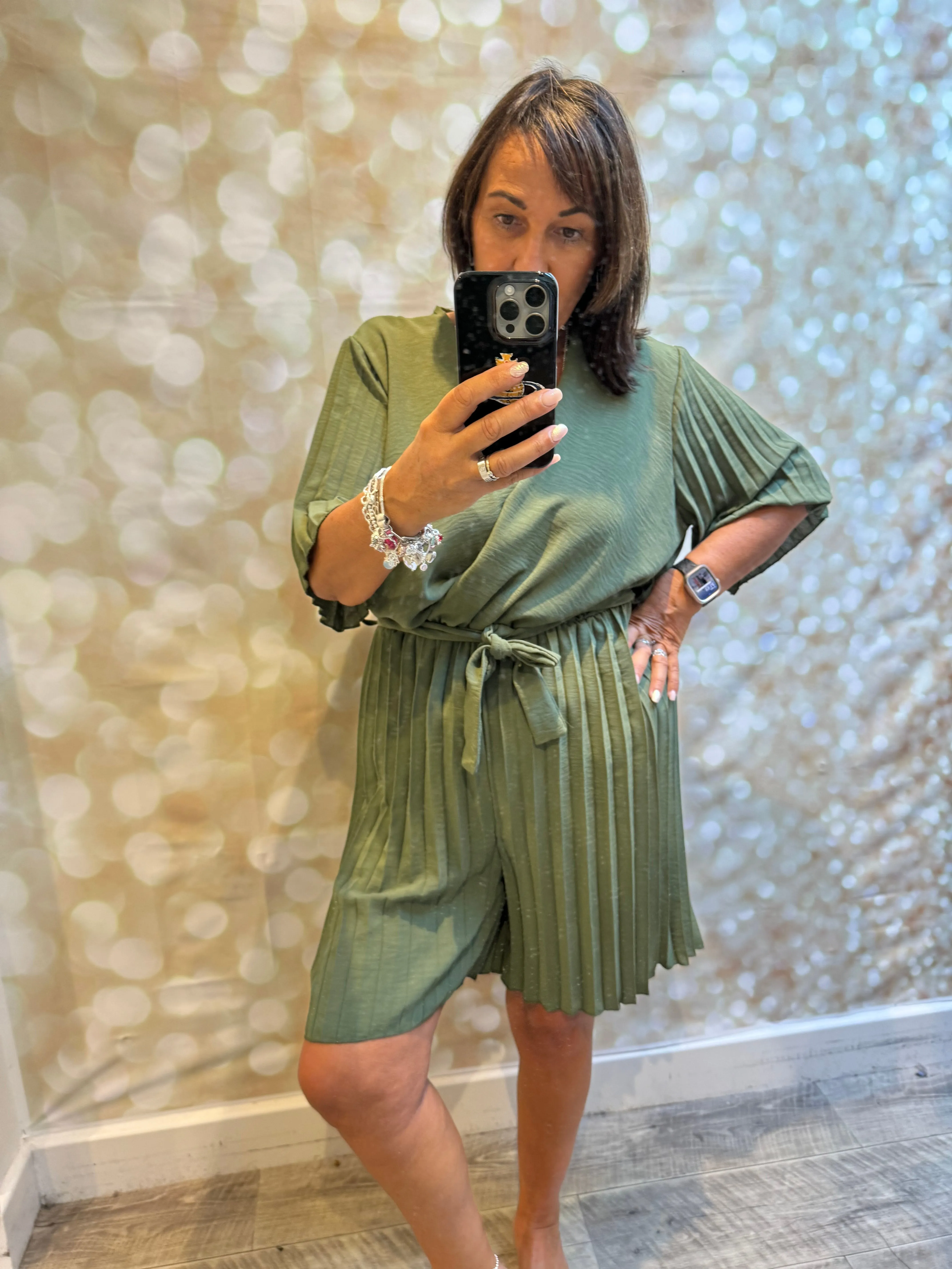 Pleated wrap over playsuit