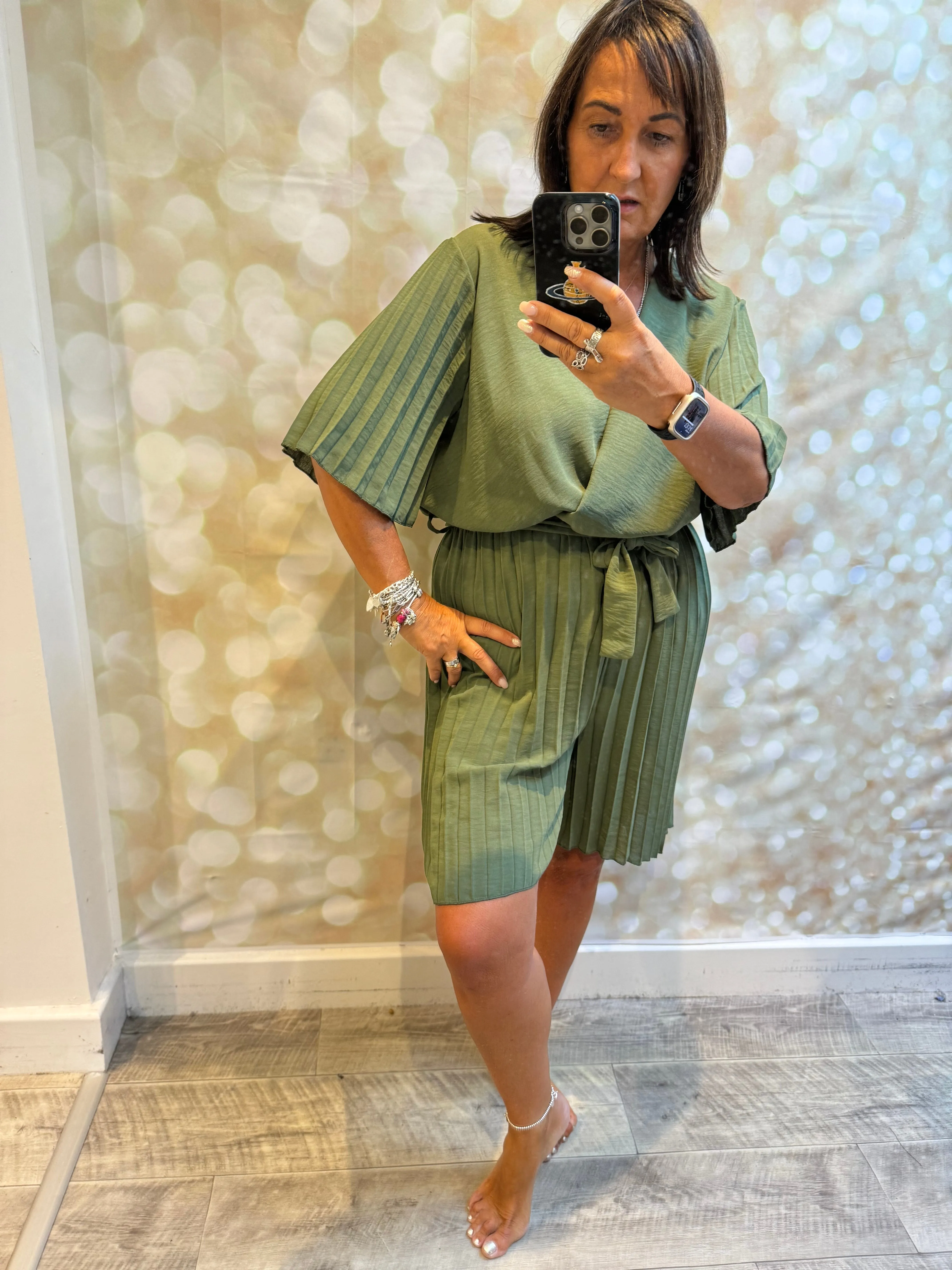 Pleated wrap over playsuit