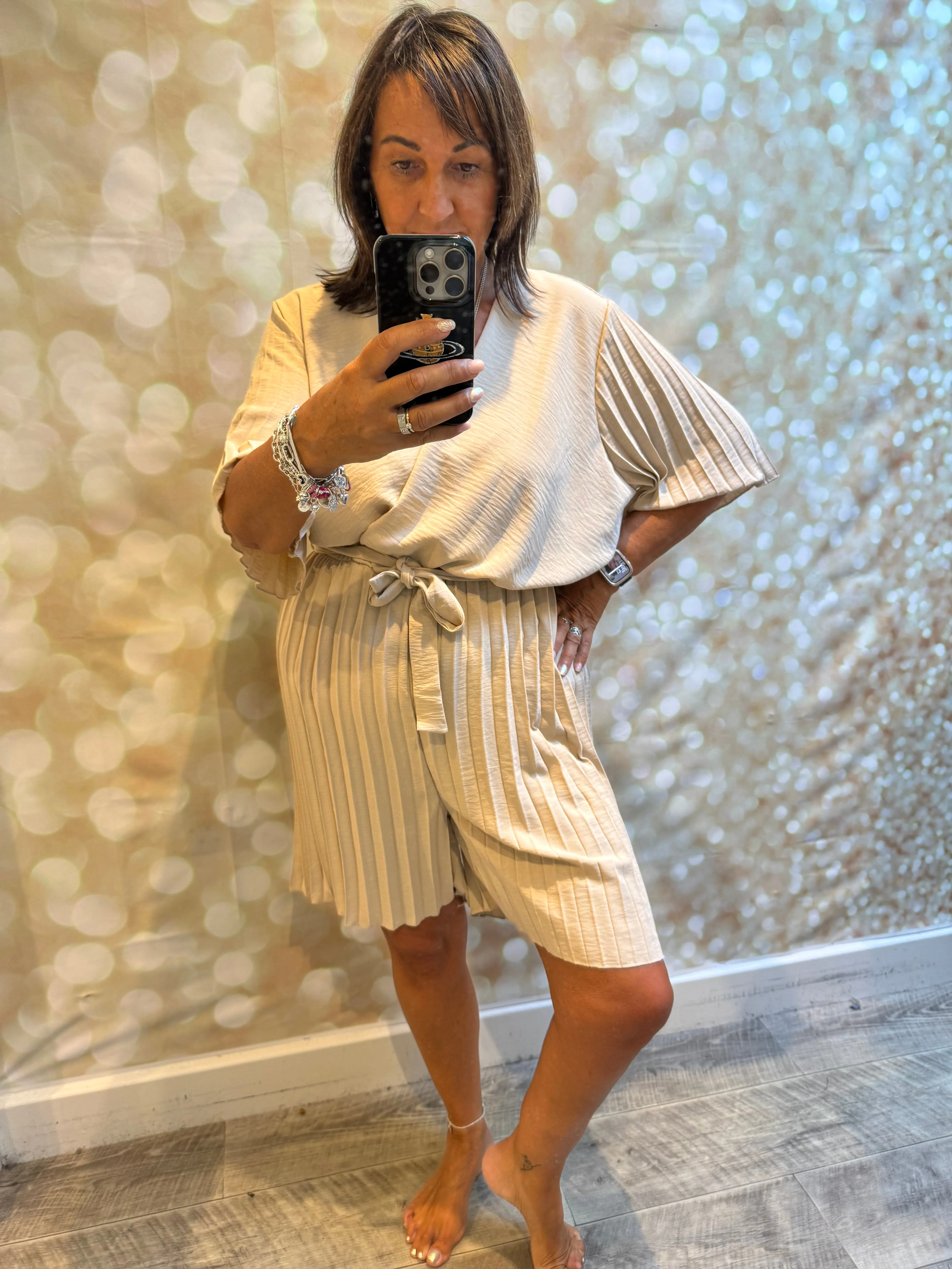 Pleated wrap over playsuit