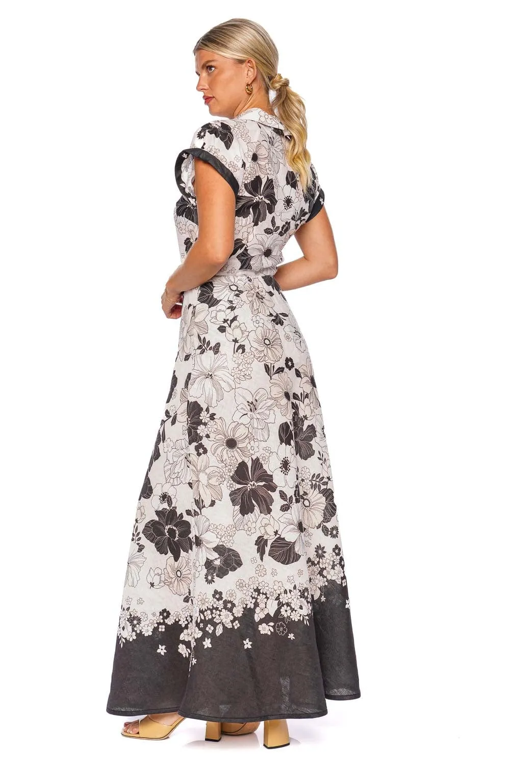 Pop Black Floral Bias Maxi Skirt