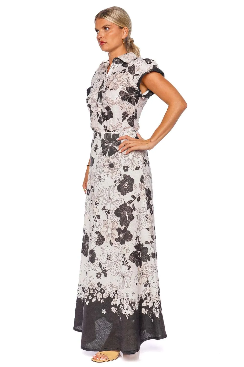 Pop Black Floral Bias Maxi Skirt