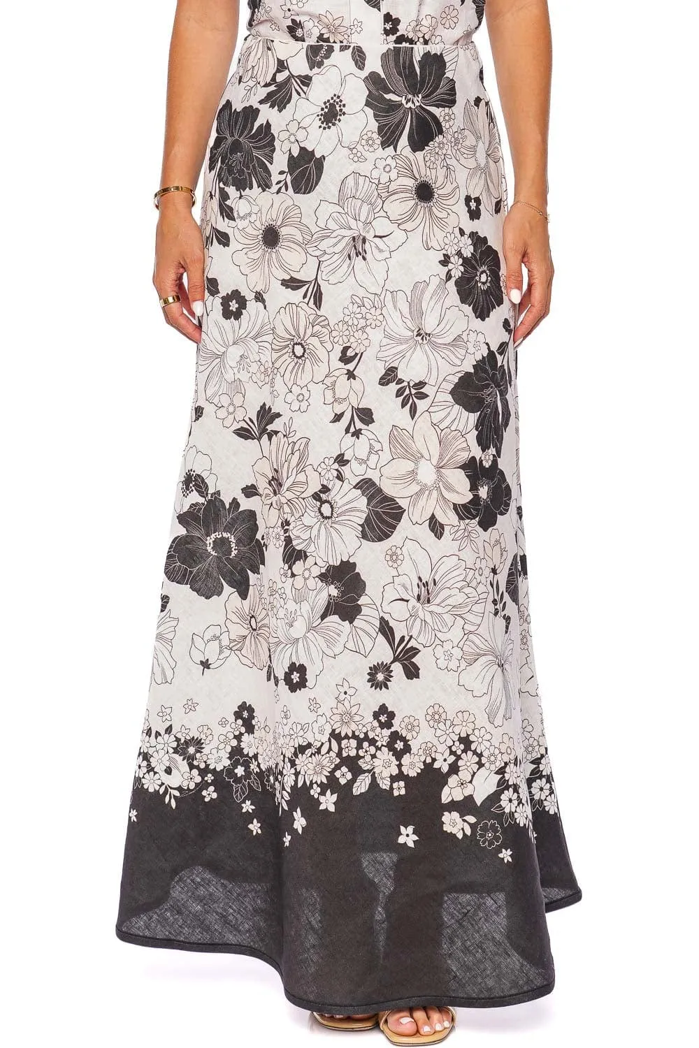 Pop Black Floral Bias Maxi Skirt