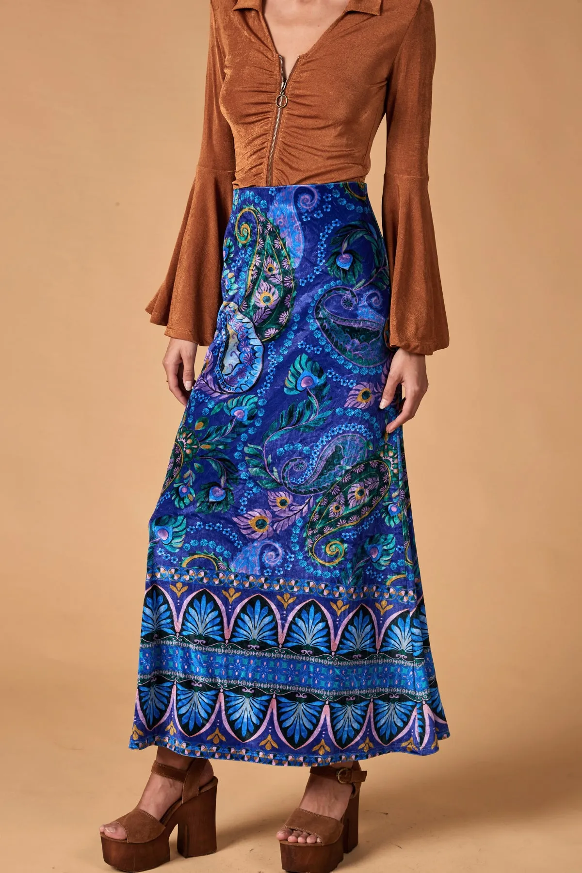 Sinead Velvet Skirt - Mystic Lagoon