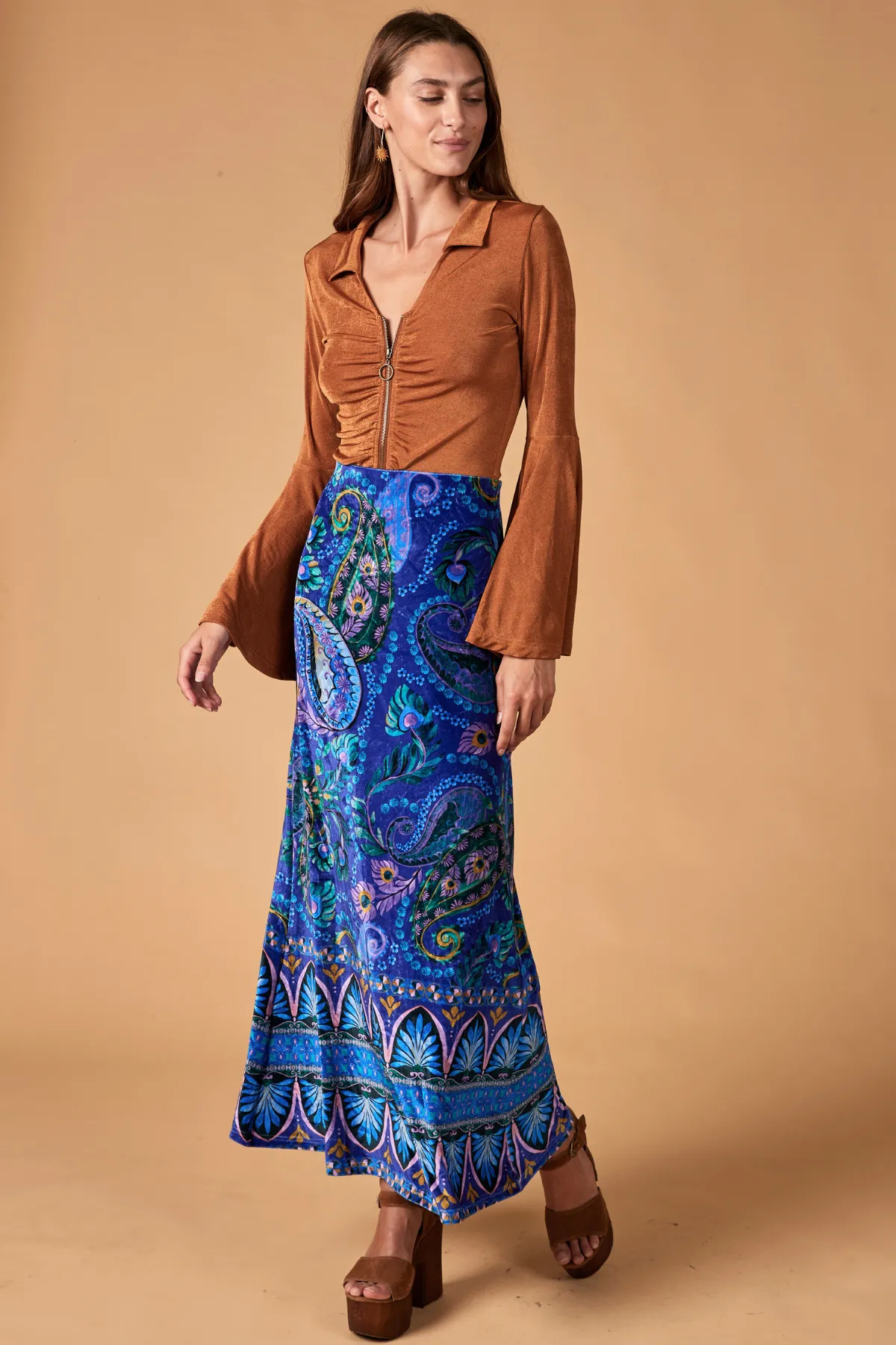 Sinead Velvet Skirt - Mystic Lagoon