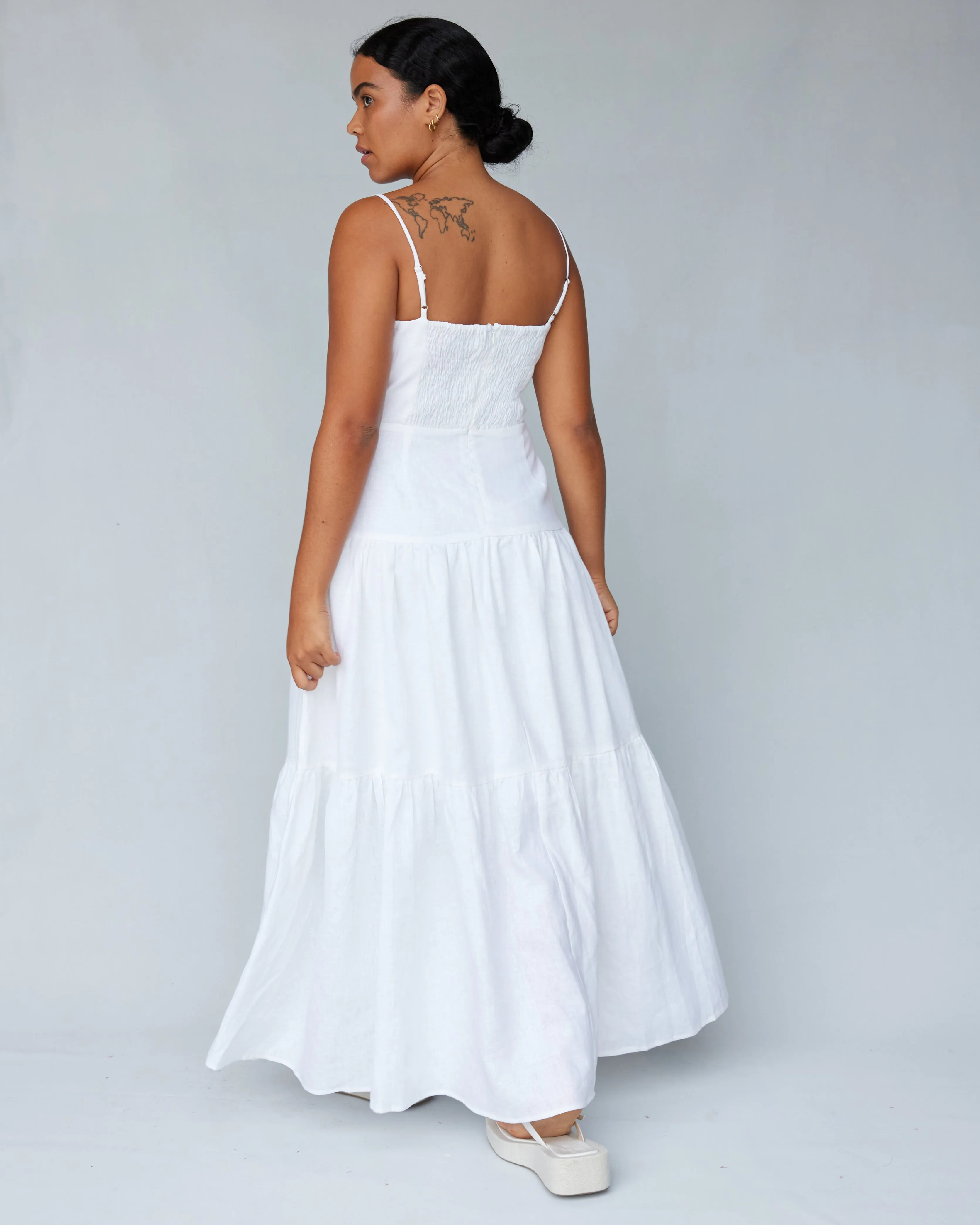 Sorrento Linen Maxi Dress - White