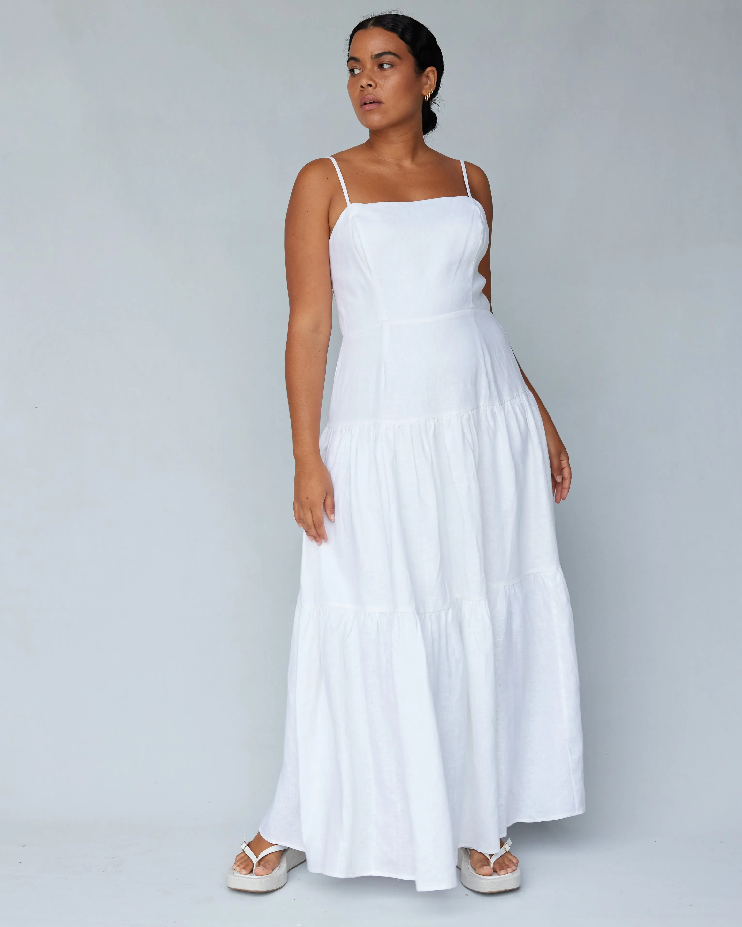 Sorrento Linen Maxi Dress - White