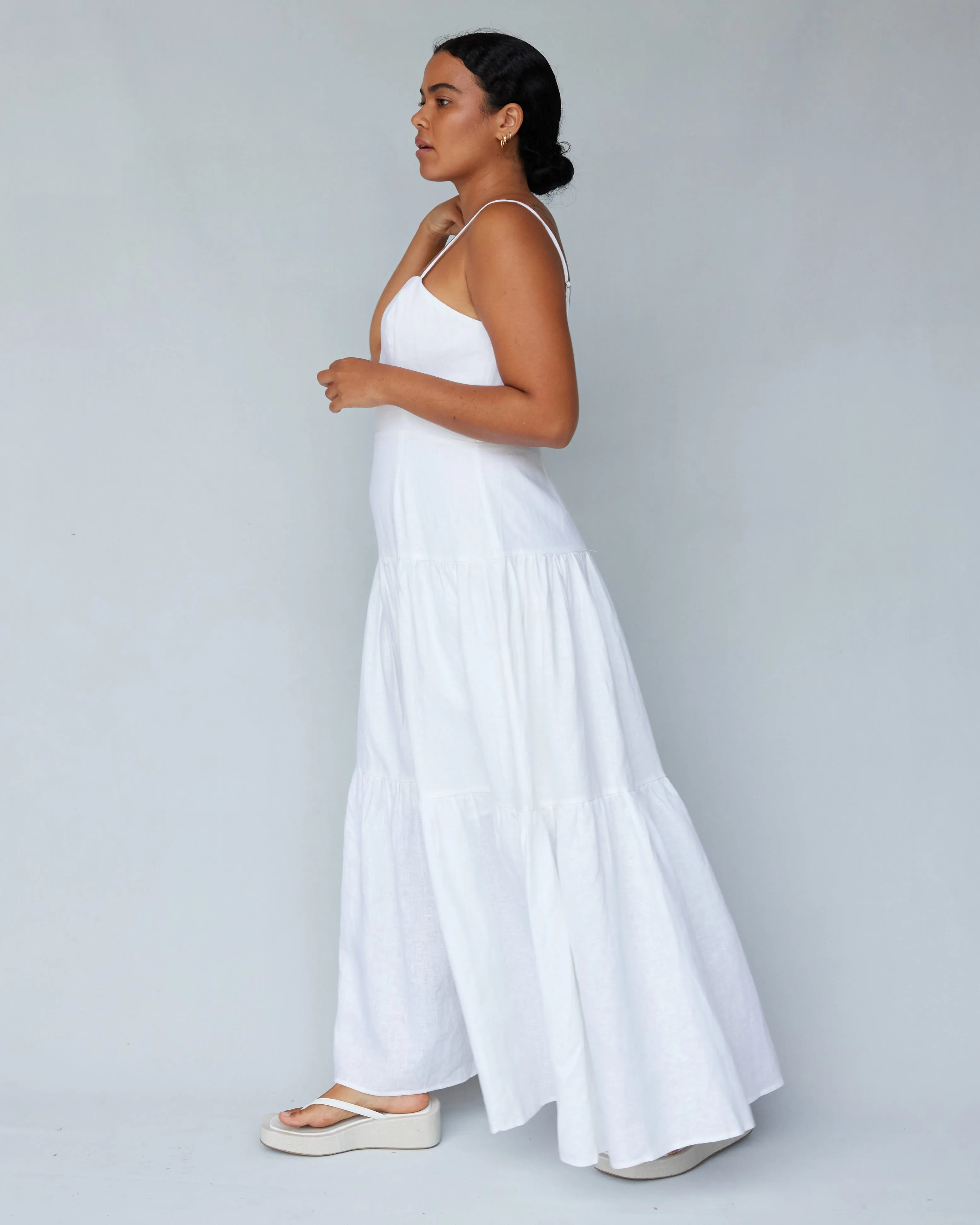 Sorrento Linen Maxi Dress - White