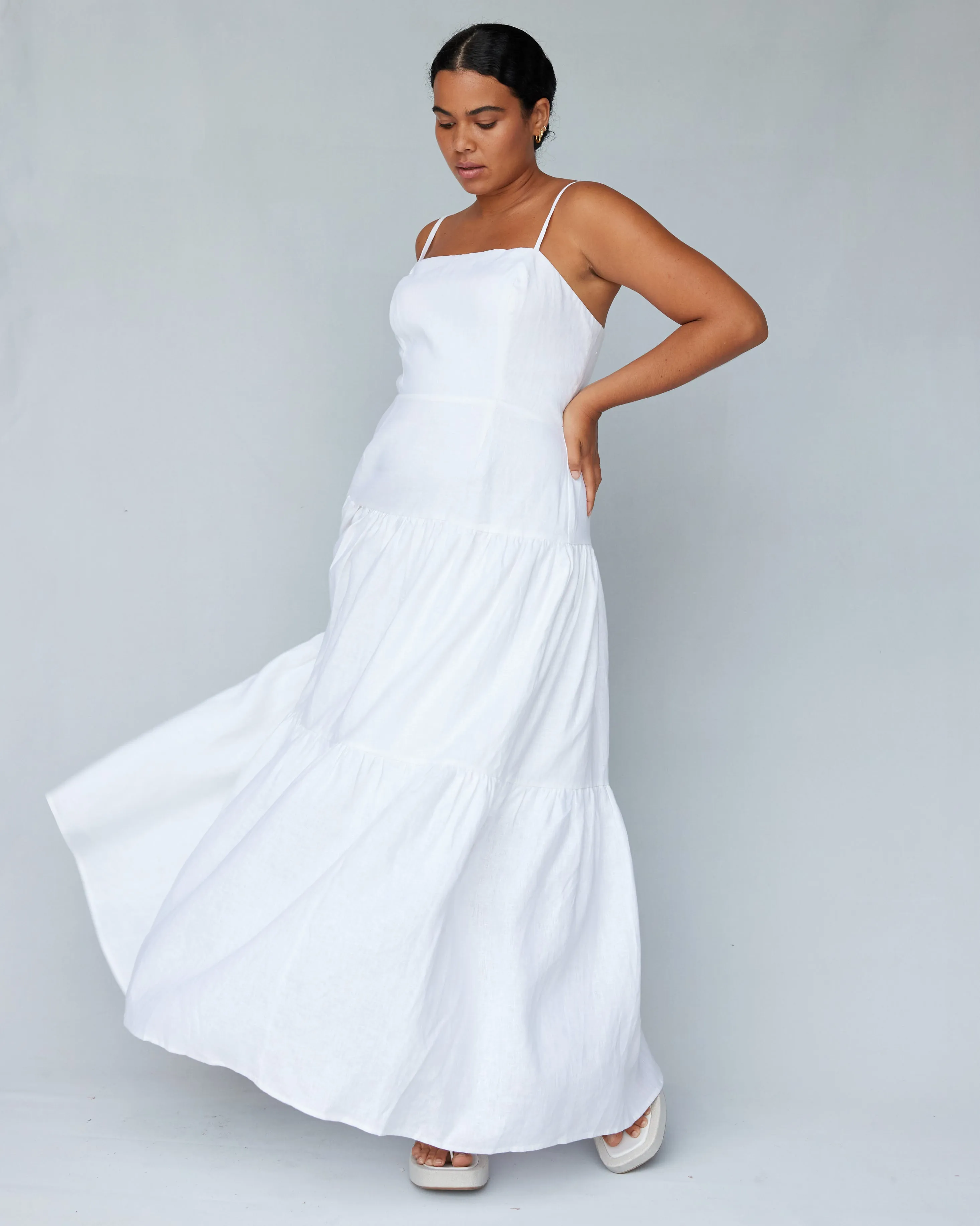 Sorrento Linen Maxi Dress - White