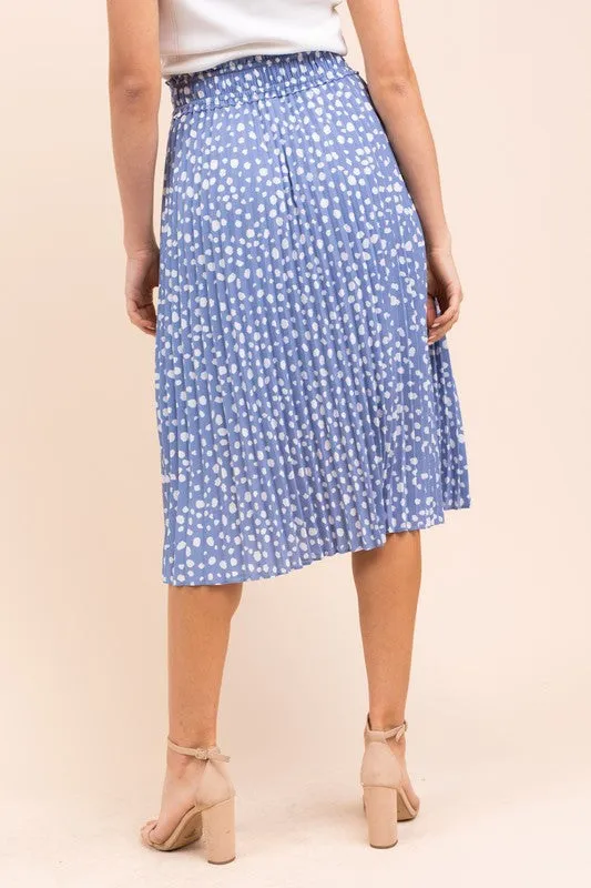 Spotted in Spring Midi Skirt in Blue