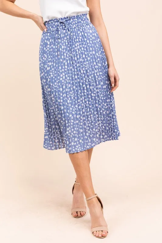 Spotted in Spring Midi Skirt in Blue