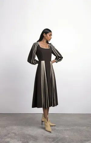 Tailored Dress with Hand-bound Pleated Sleeves