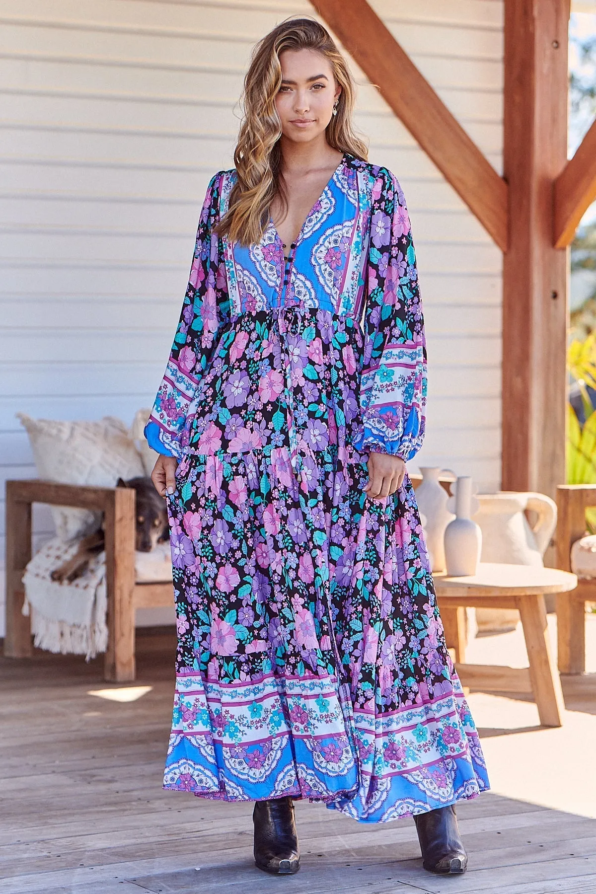 Teresa Maxi Dress Blackbird Print