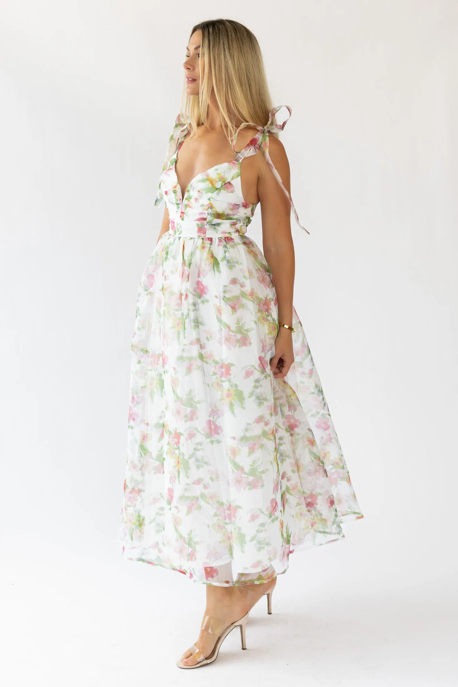 Thalia Floral Tie Shoulder Maxi Dress