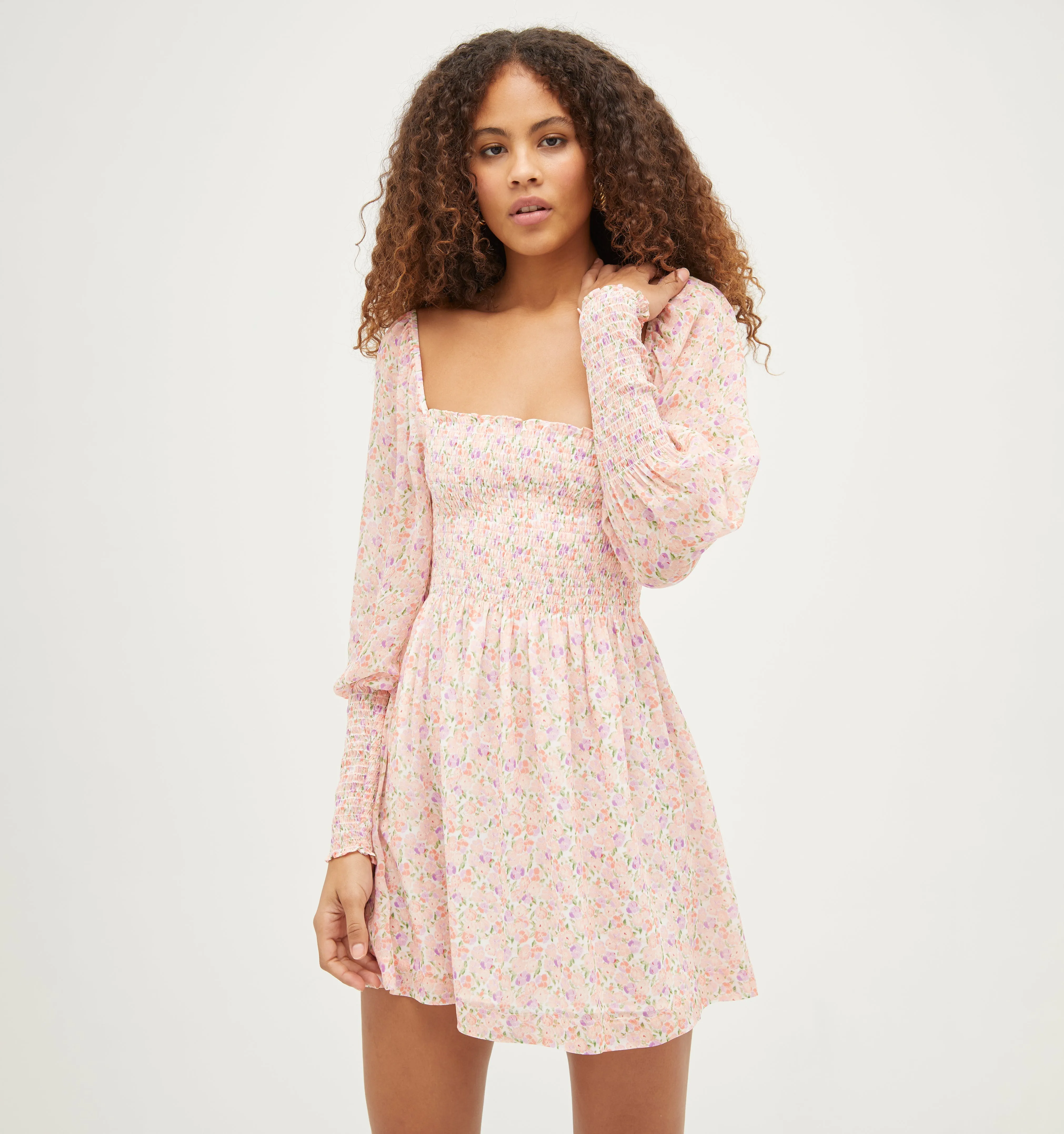 The Grace Mini Nap Dress - Pansy in Pink Multi Georgette