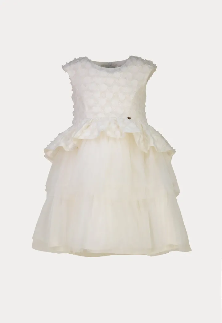 Tulle Ruffle Tier Lurex Patch Sleeveless Dress