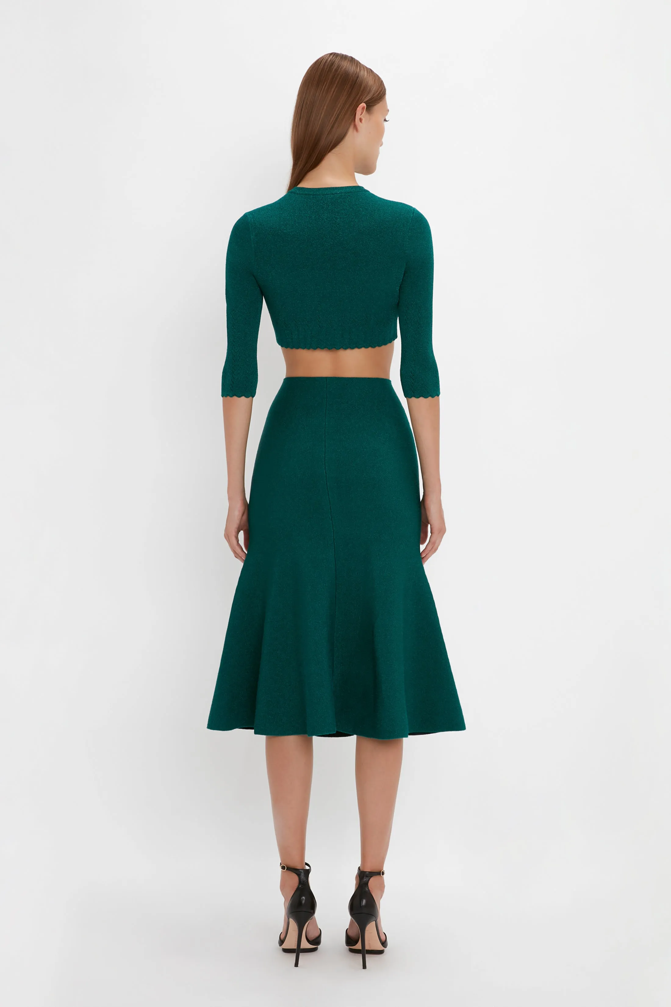 VB Body Cropped Cardi In Lurex Green