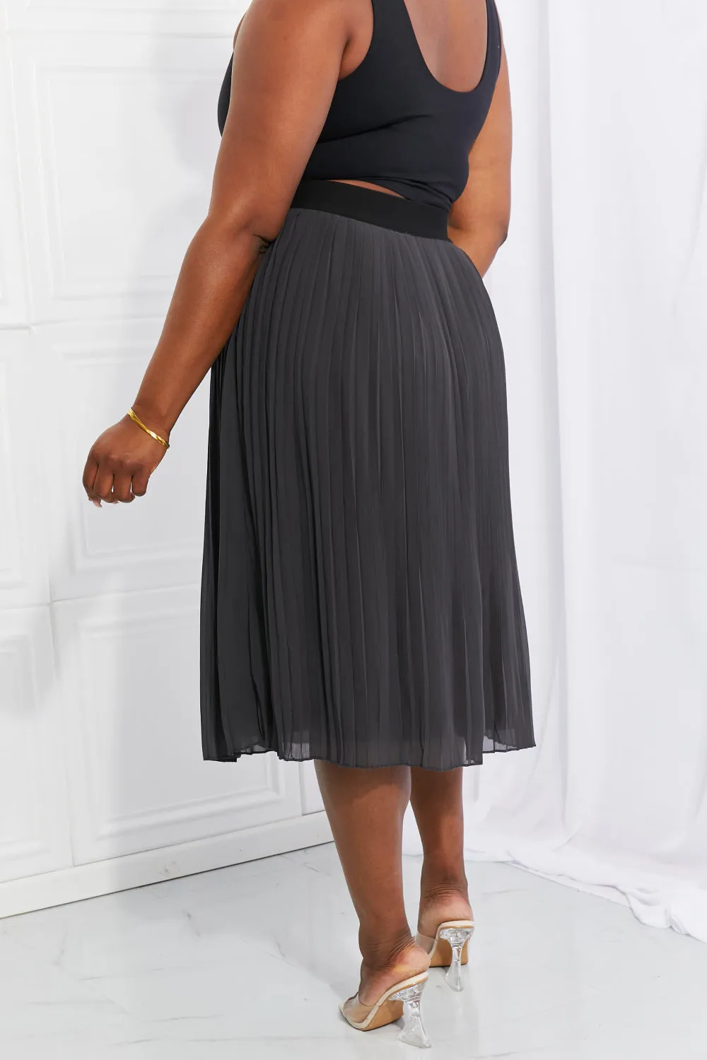 Zenana Full Size Romantic At Heart Pleated Chiffon Midi Skirt